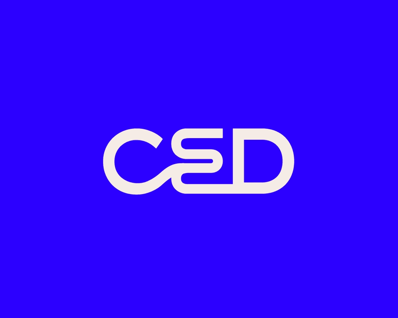 CED logo in cream on Klein blue, showcasing the brand’s visual identity, with branding created by Studio La Folie.
